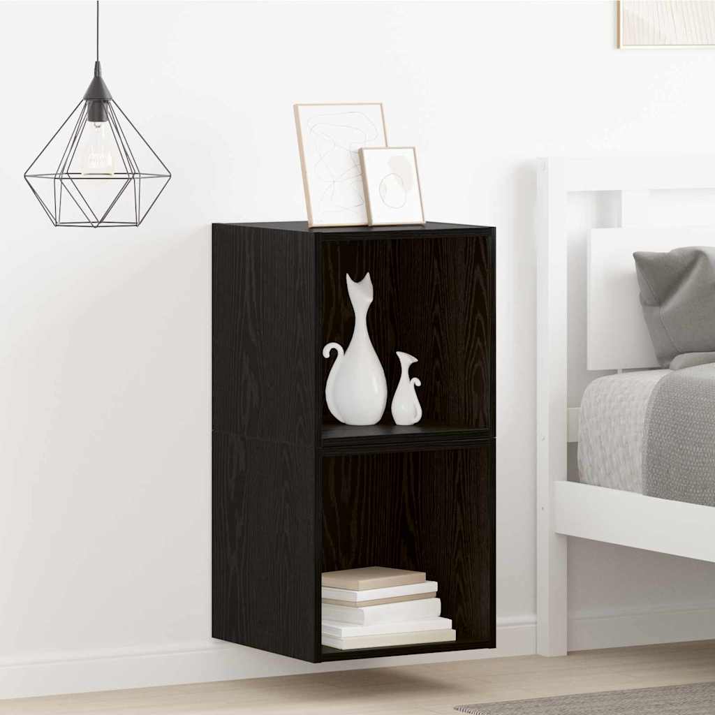 Wandschrank 2 pcs Schwarze Eiche 37 x 37 x 37 cm Holzwerkstoff