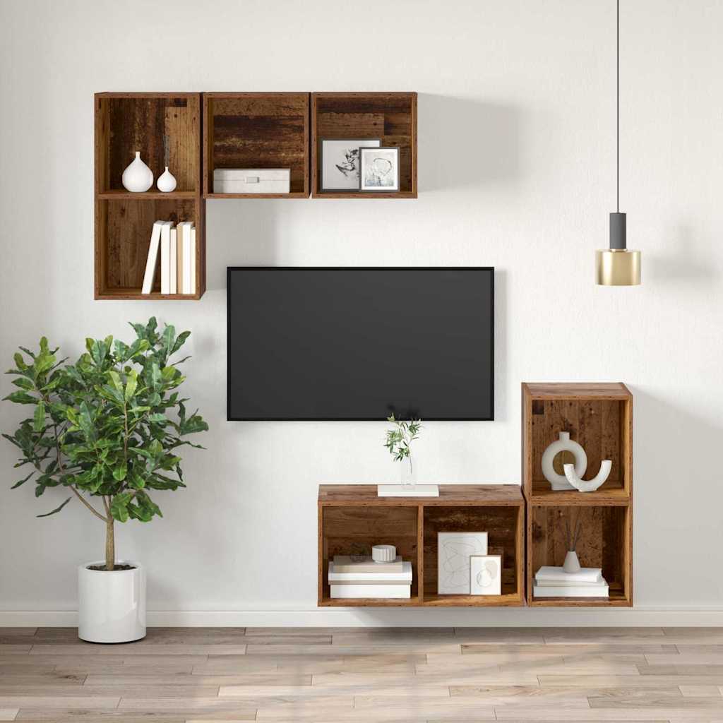 Wandmontierter TV Schrank Altholz 37 x 37 x 72 cm Holzwerkstoff