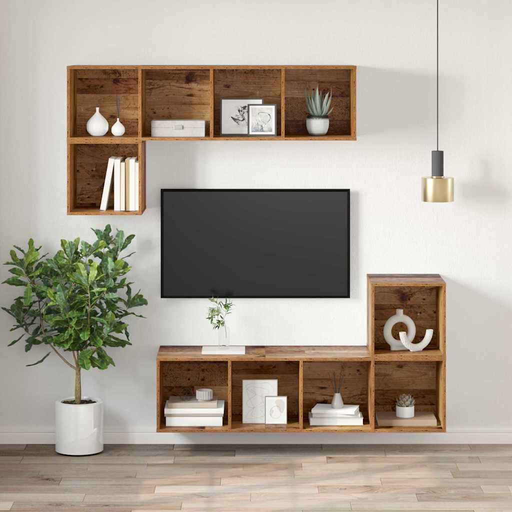 Wandmontierter TV Schrank Wandmontiert Altholz 37 x 37 x 107 cm