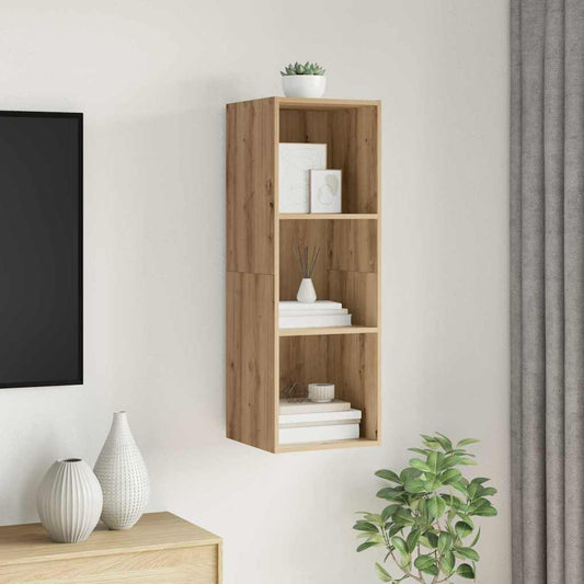Wandmontierter TV Schrank Eiche handwerklich 37 x 37 x 107 cm