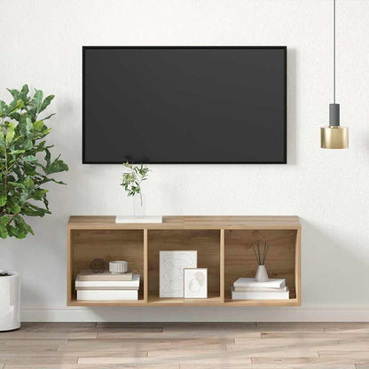 Wandmontierter TV Schrank Eiche handwerklich 37 x 37 x 107 cm