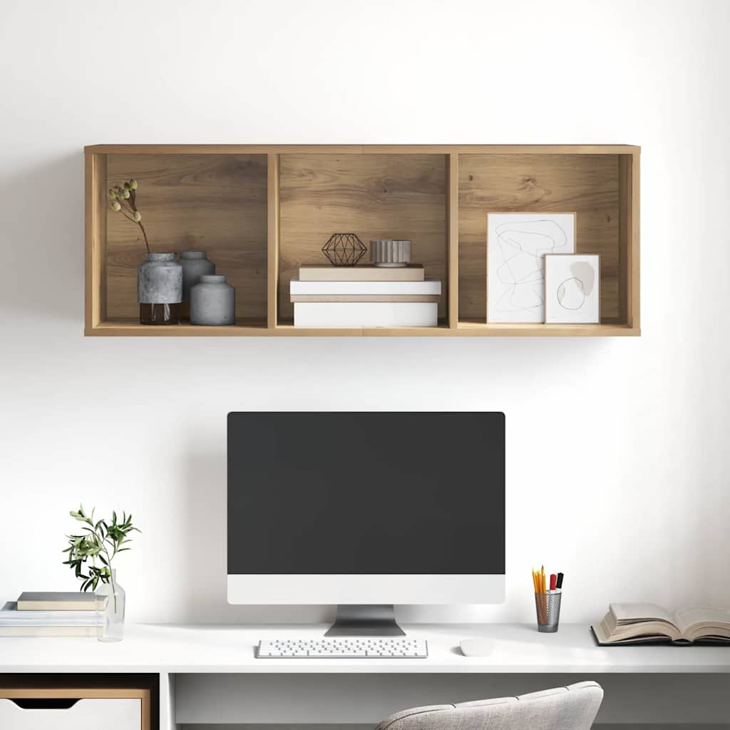 Wandmontierter TV Schrank Eiche handwerklich 37 x 37 x 107 cm