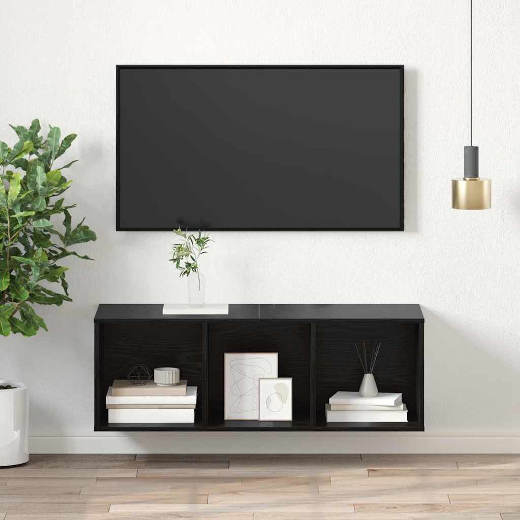 Wandmontierter TV Schrank Schwarze Eiche 37 x 37 x 107 cm