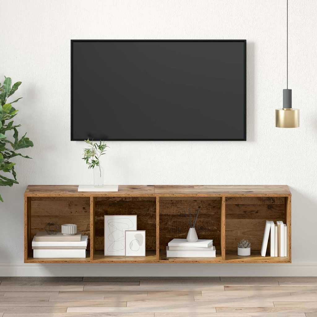 Wandmontierter TV Schrank Altholz 37 x 37 x 142,5 cm