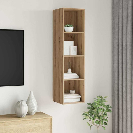Wandmontierter TV Schrank Eiche handwerklich 37 x 37 x 142,5 cm