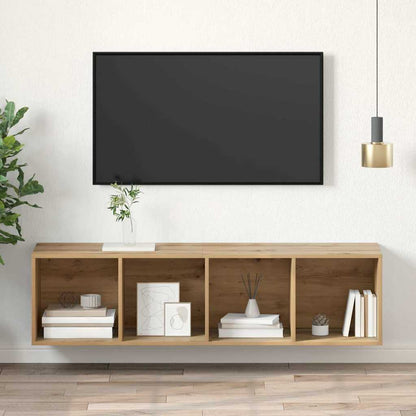 Wandmontierter TV Schrank Eiche handwerklich 37 x 37 x 142,5 cm