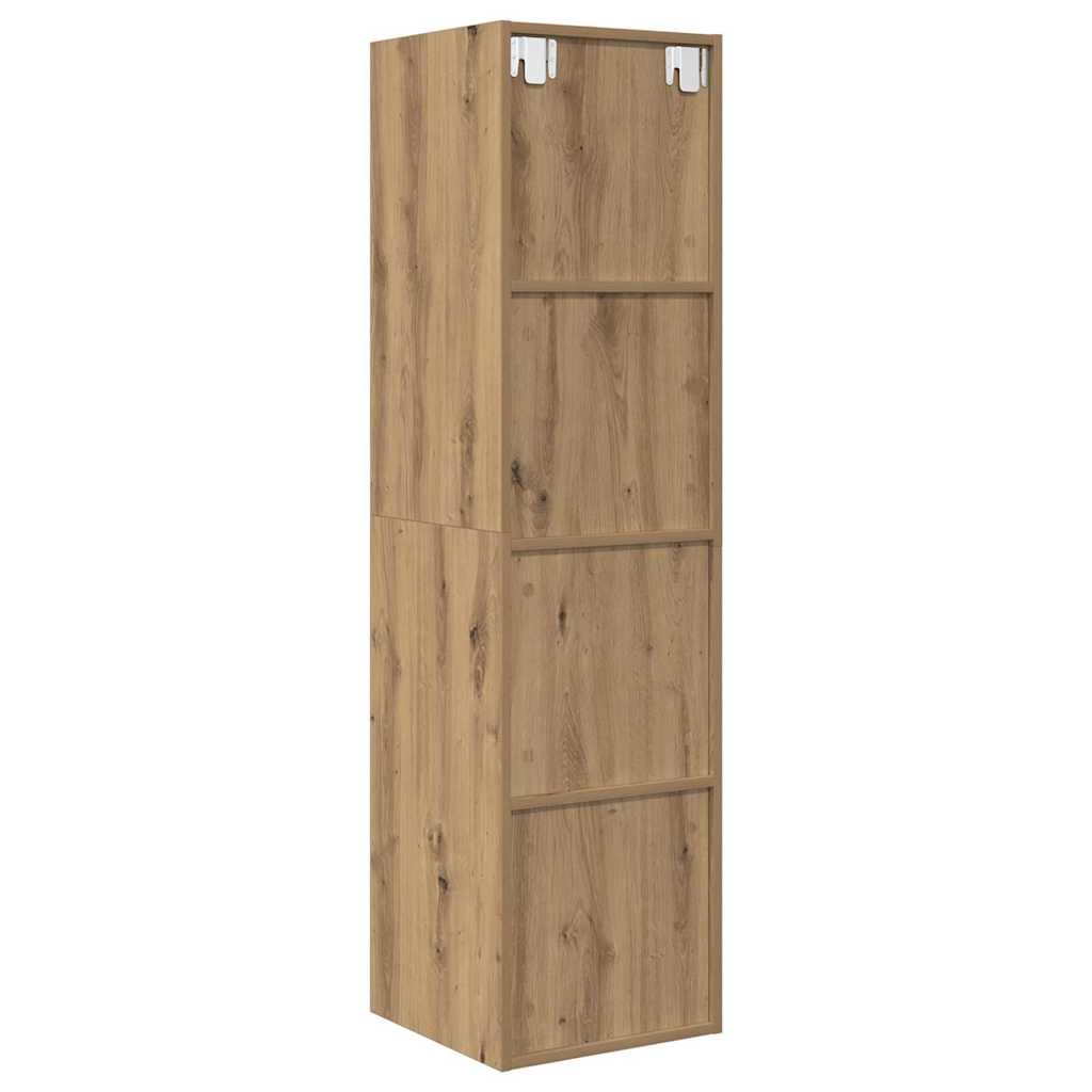 Wandmontierter TV Schrank Eiche handwerklich 37 x 37 x 142,5 cm
