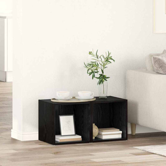 TV-Schränk 2 pcs Schwarz 37 x 35 x 37 cm Holzwerkstoff