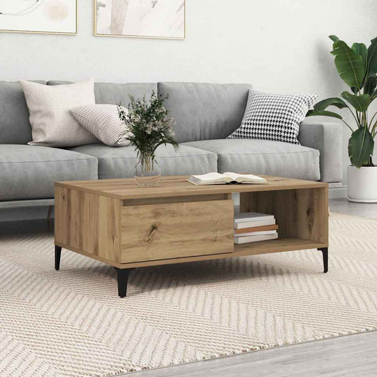 Couchtisch Eiche handwerklich 90 x 60 x 35 cm Holzwerkstoff
