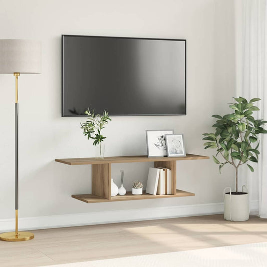 Wandmontierter TV Schrank Eiche handwerklich 102 x 35 x 35 cm