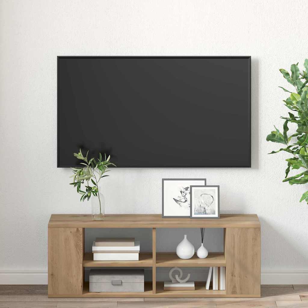 Wandmontierter TV Schrank Eiche handwerklich 102 x 35 x 35 cm