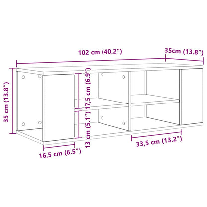Wandmontierter TV Schrank Schwarze Eiche 102 x 35 x 35 cm