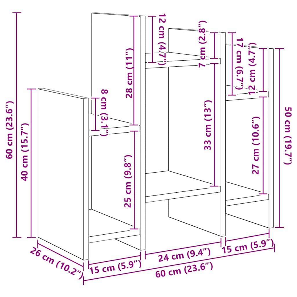 Beistellschrank Schwarze Eiche 60 x 26 x 60 cm Holzwerkstoff