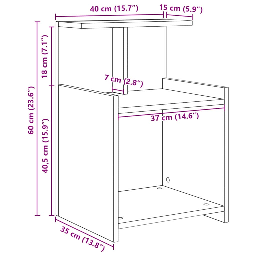 Nachttisch Schwarz Eichen-Optik 40 x 35 x 60 cm Holzwerkstoff