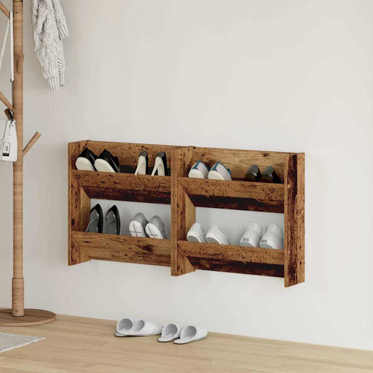 Wandschuhschränke mit Regal 2 pcs Altholz Holzwerkstoff
