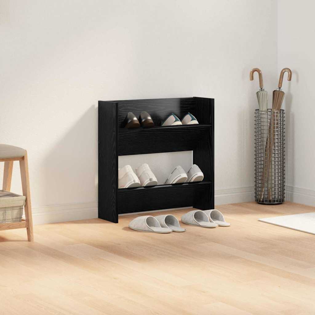 Wandschuhschrank mit Regal Schwarz Eichen-Optik Holzwerkstoff