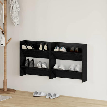 Wandschuhschränke mit Regal 2 pcs Schwarze Eiche Holzwerkstoff
