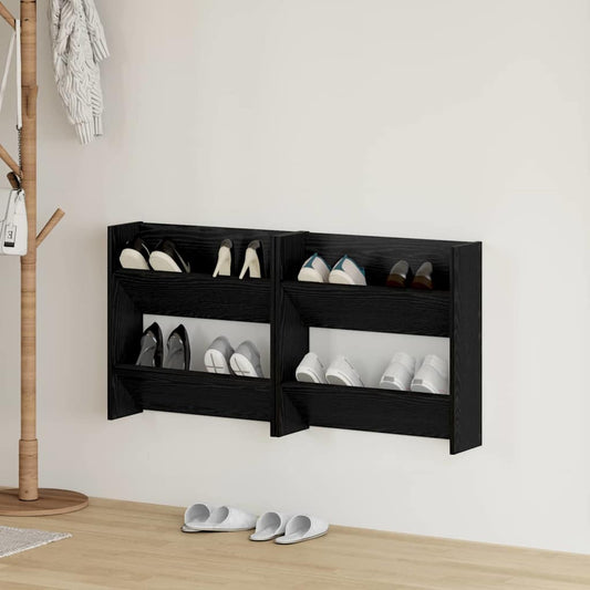 Wandschuhschränke mit Regal 2 pcs Schwarze Eiche Holzwerkstoff