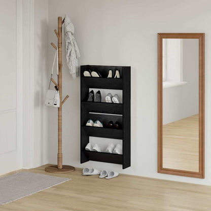 Wandschuhschränke mit Regal 2 pcs Schwarze Eiche Holzwerkstoff