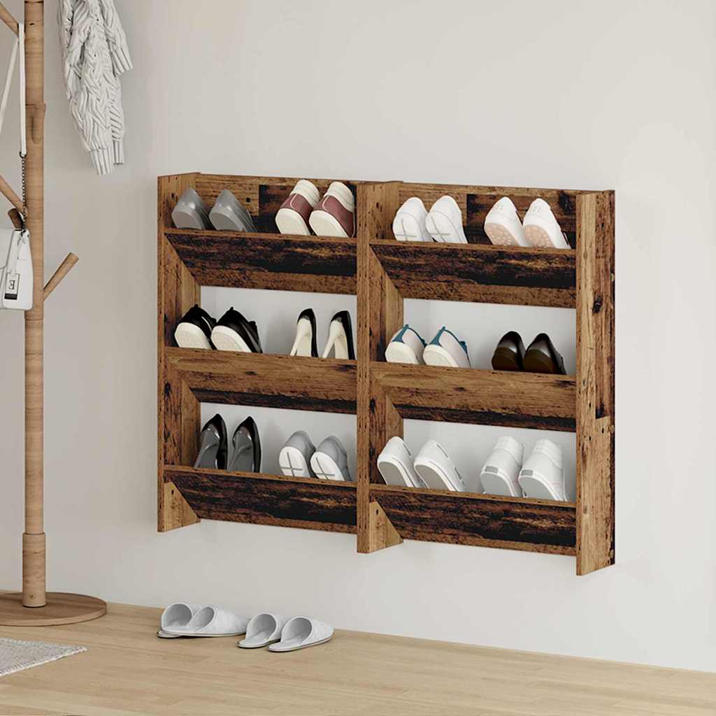 Wandschuhschränke mit Regal 2 pcs Altholz Holzwerkstoff