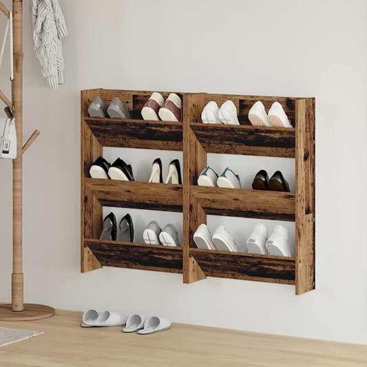 Wandschuhschränke mit Regal 2 pcs Altholz Holzwerkstoff