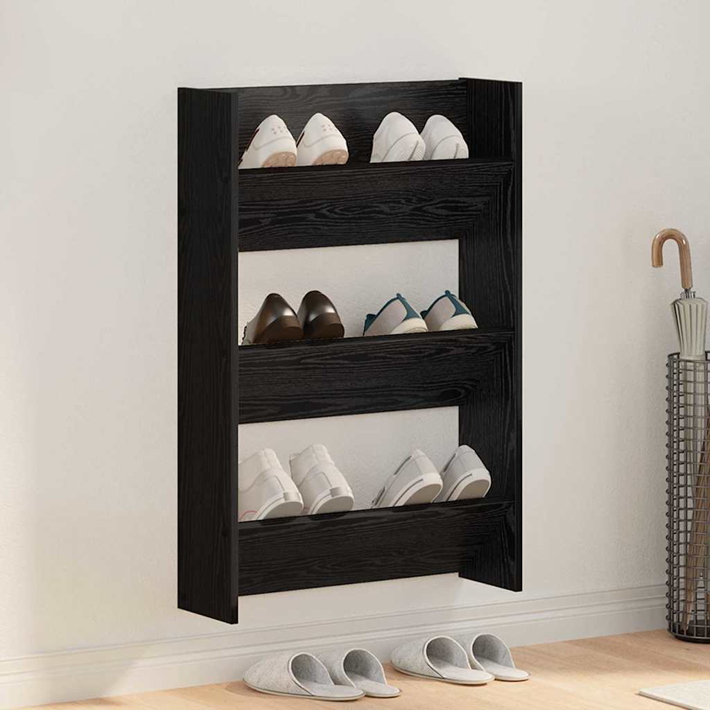 Wandschuhschränke mit Regal Schwarze Eiche Holzwerkstoff