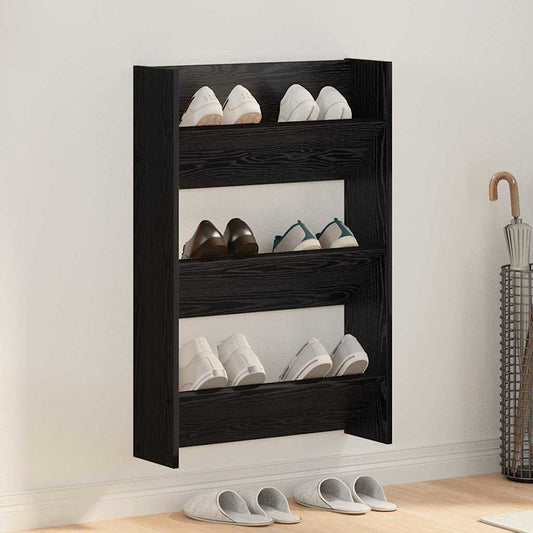 Wandschuhschränke mit Regal Schwarze Eiche Holzwerkstoff
