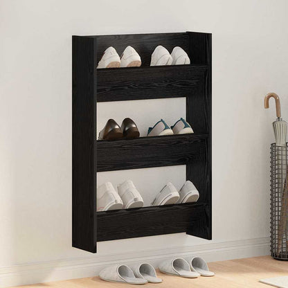Wandschuhschrank mit Regal Schwarz Eichen-Optik Holzwerkstoff