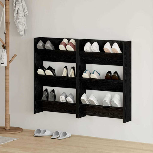 Wandschuhschränke mit Regal 2 pcs Schwarze Eiche Holzwerkstoff