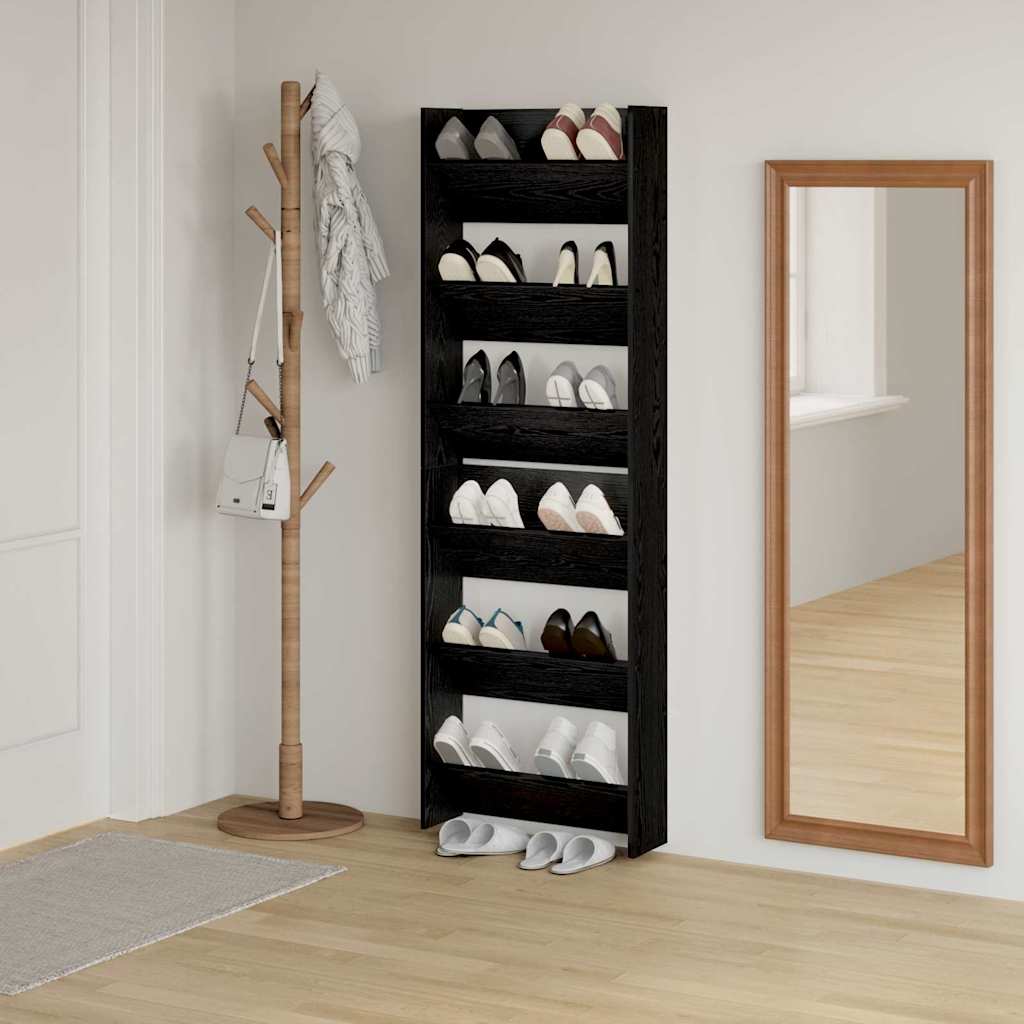 Wandschuhschränke mit Regal 2 pcs Schwarze Eiche Holzwerkstoff