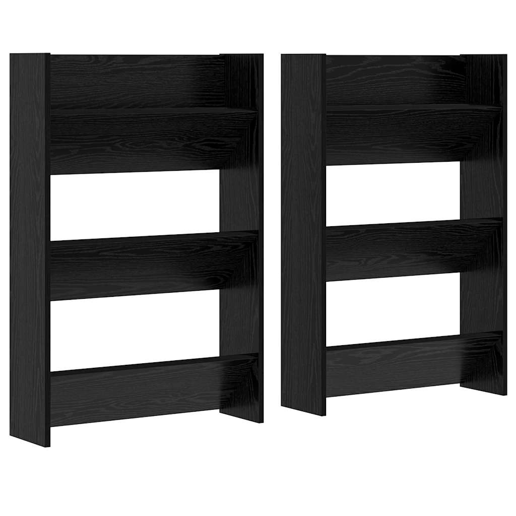 Wandschuhschränke mit Regal 2 pcs Schwarze Eiche Holzwerkstoff