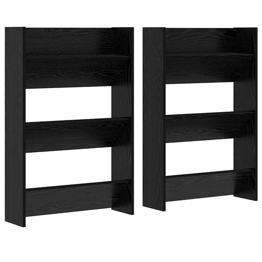 Wandschuhschränke mit Regal 2 pcs Schwarze Eiche Holzwerkstoff