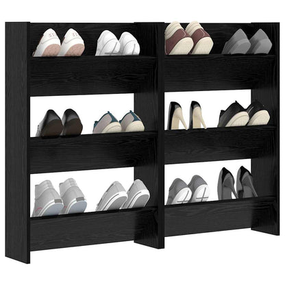 Wandschuhschränke mit Regal 2 pcs Schwarze Eiche Holzwerkstoff