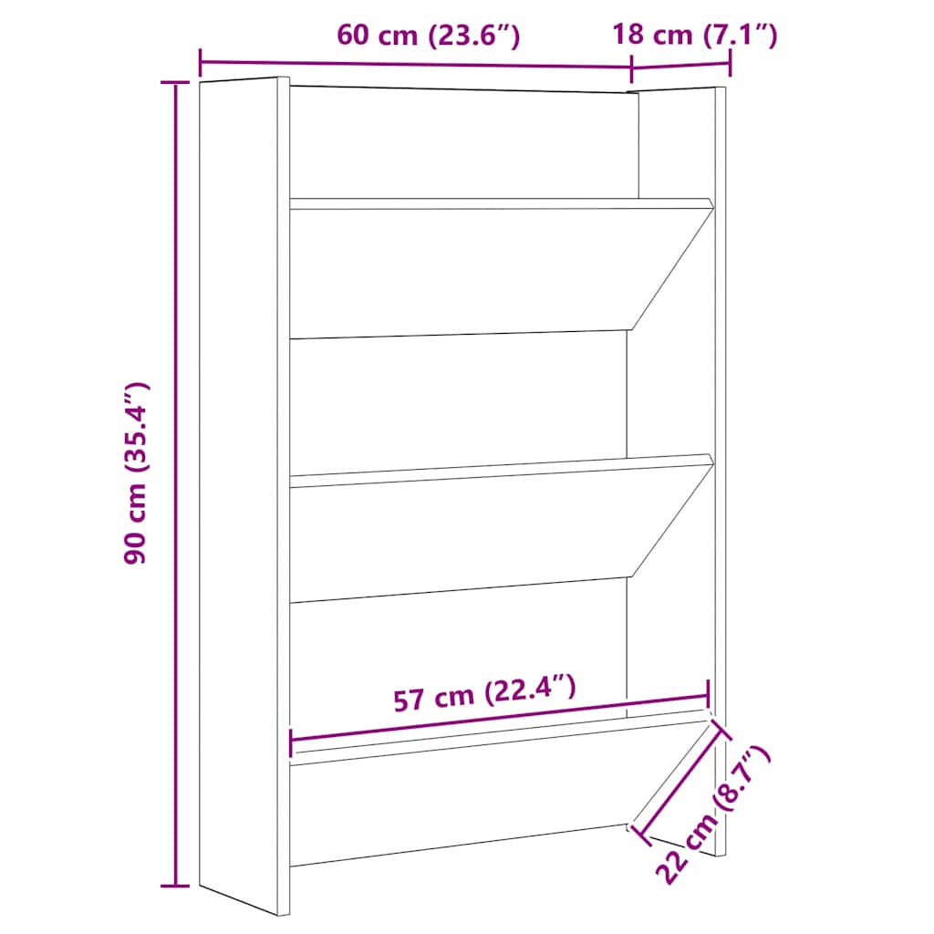 Wandschuhschränke mit Regal 2 pcs Schwarze Eiche Holzwerkstoff