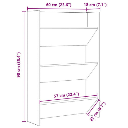 Wandschuhschränke mit Regal 2 pcs Schwarze Eiche Holzwerkstoff