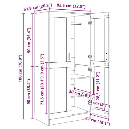 Kleiderschrank Altholz 82,5 x 51,5 x 180 cm Holzwerkstoff