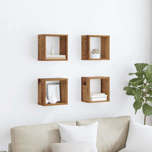 Wandregale 4 pcs Altholz 26 x 15 x 26 cm Holzwerkstoff