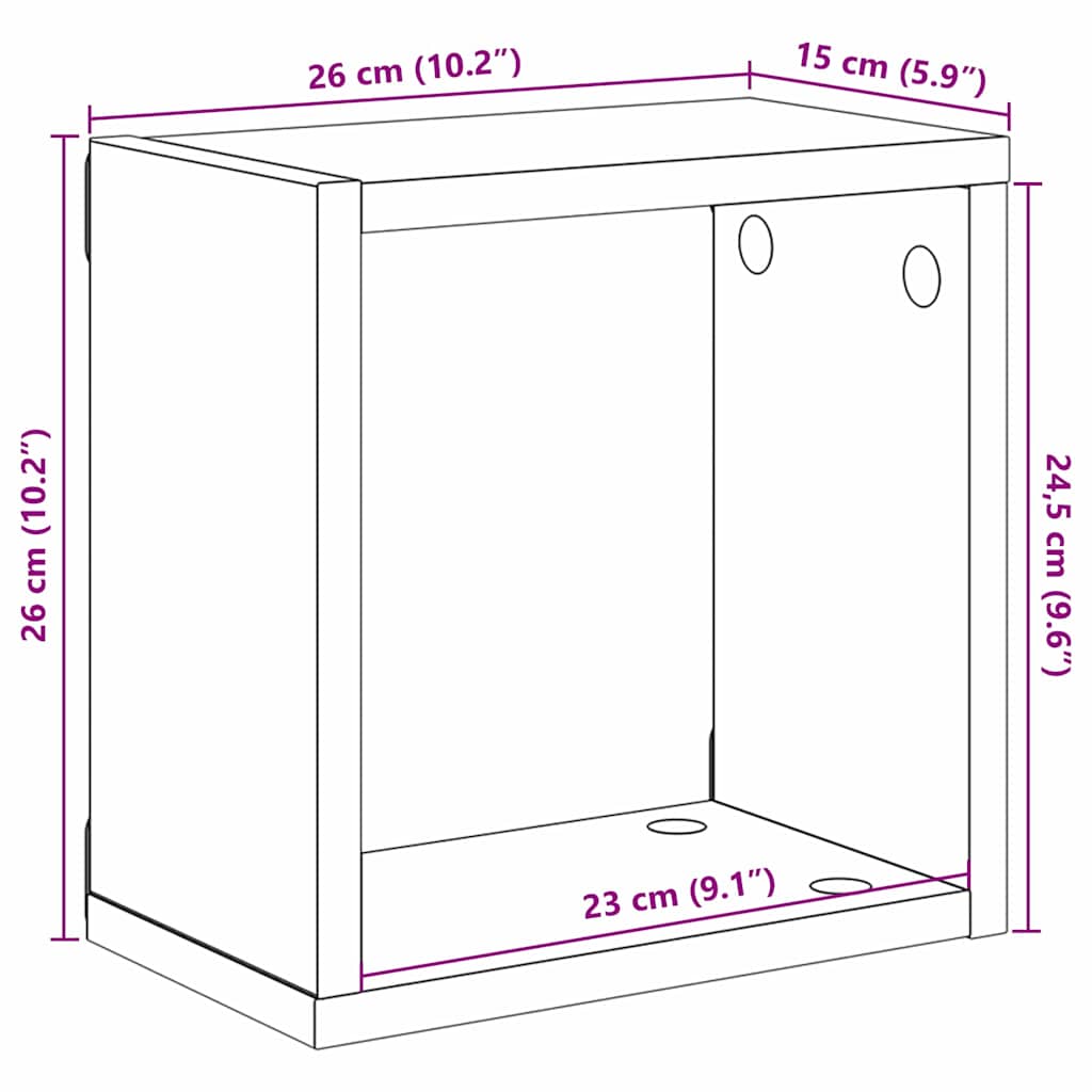 Wandregale 4 pcs Altholz 26 x 15 x 26 cm Holzwerkstoff
