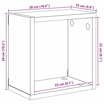 Wandregale mit Regal 2 pcs Eiche handwerklich 26 x 15 x 26 cm