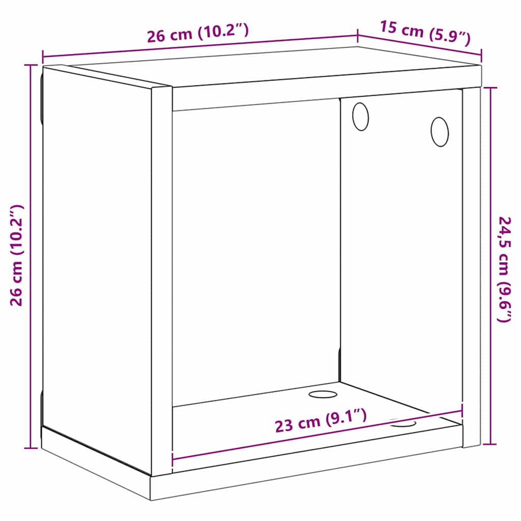 Wandregale 2 pcs Schwarze Eiche 26 x 15 x 26 cm Holzwerkstoff