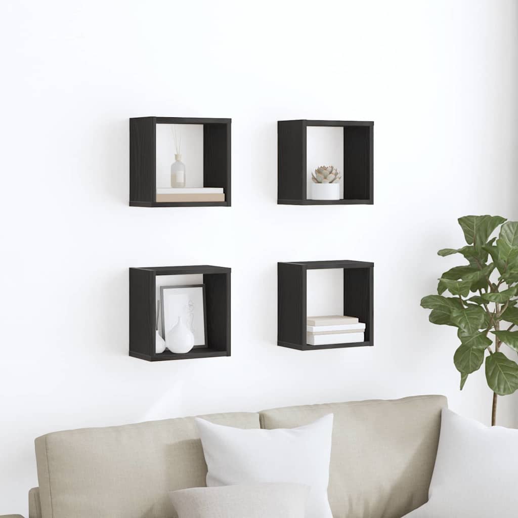 Wandregale 4 pcs Schwarz Eiche 26 x 15 x 26 cm Holzwerkstoff