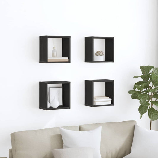 Wandregale 4 pcs Schwarz Eiche 26 x 15 x 26 cm Holzwerkstoff