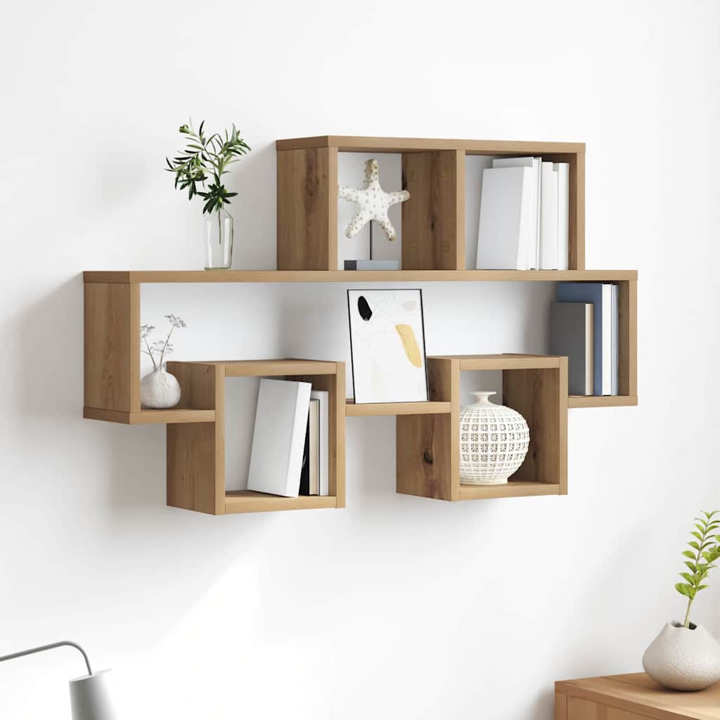 Wandregal Eiche handwerklich 82 x 15 x 51 cm Holzwerkstoff
