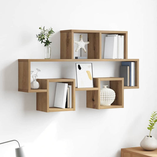 Wandregal Eiche handwerklich 82 x 15 x 51 cm Holzwerkstoff