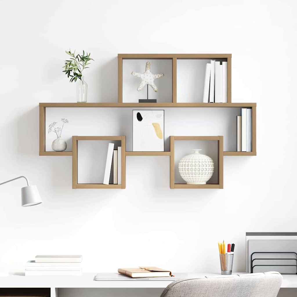 Wandregal Eiche handwerklich 82 x 15 x 51 cm Holzwerkstoff