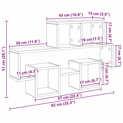 Wandregal Schwarze Eiche 82 x 15 x 51 cm Holzwerkstoff