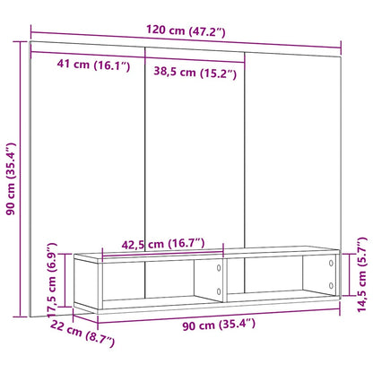 Wand TV Schrank Altholz 120 x 23.5 x 90 cm Holzwerkstoff