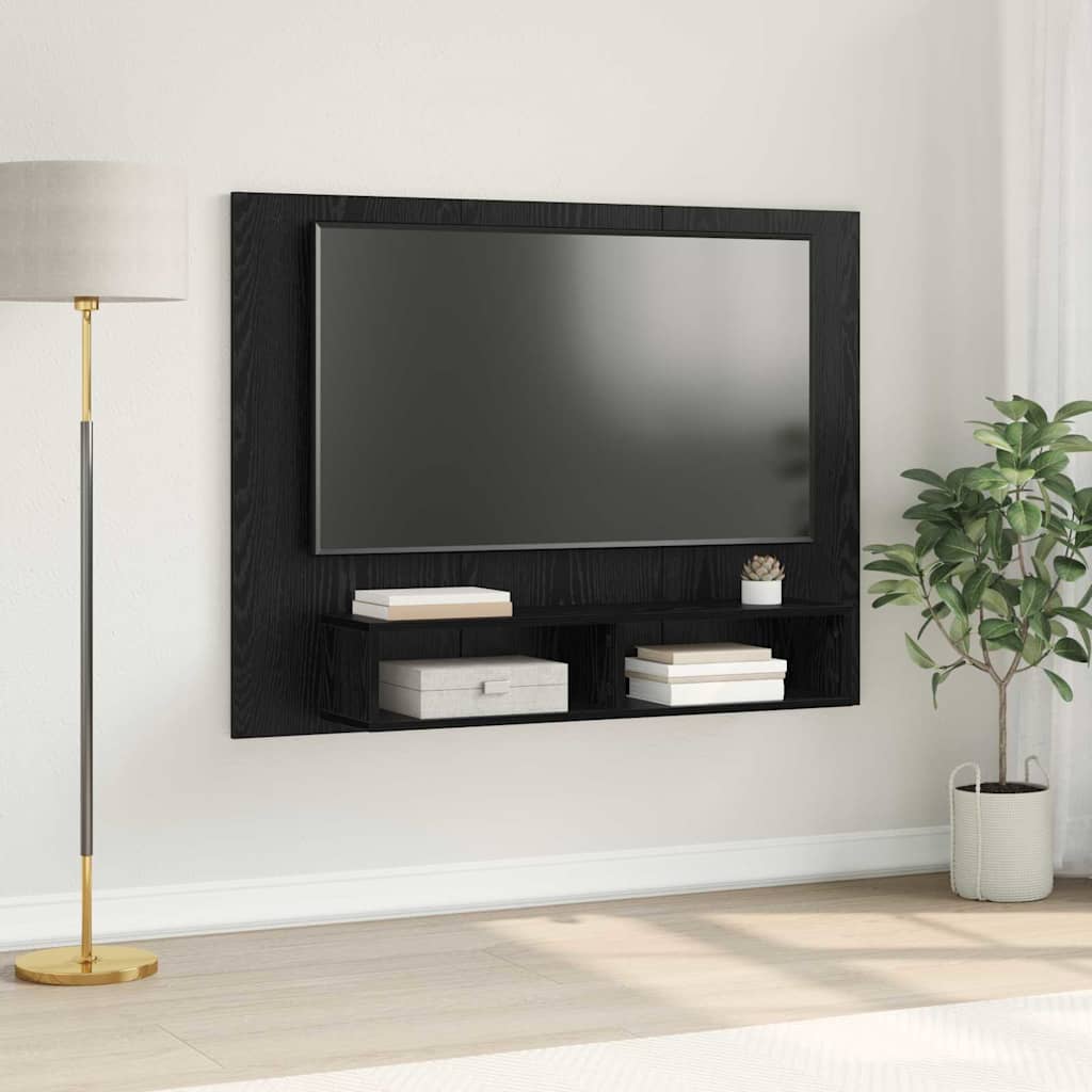 Wand TV Schrank Schwarze Eiche 120 x 23.5 x 90 cm Holzwerkstoff