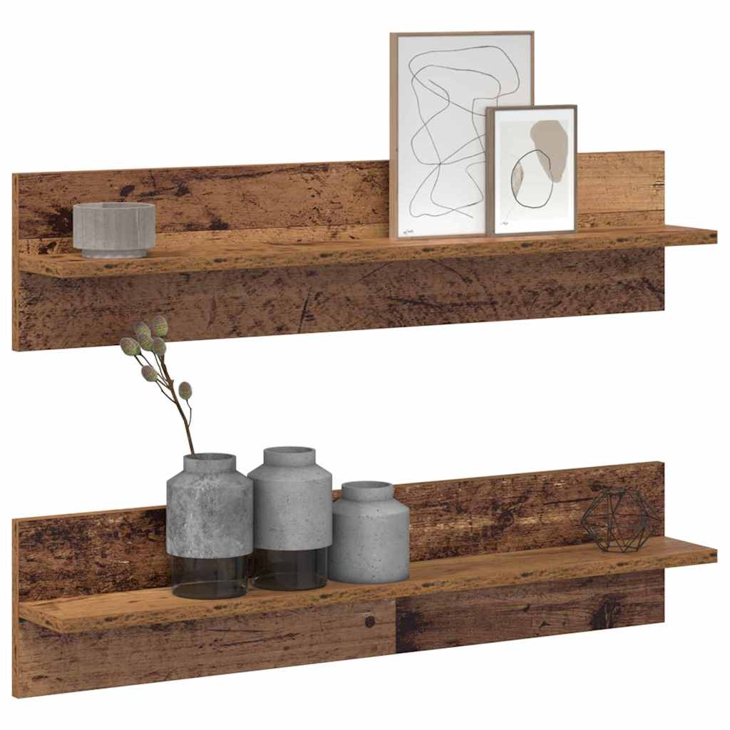 Wandregale 2 pcs Altholz 80 x 11.5 x 18 cm Holzwerkstoff