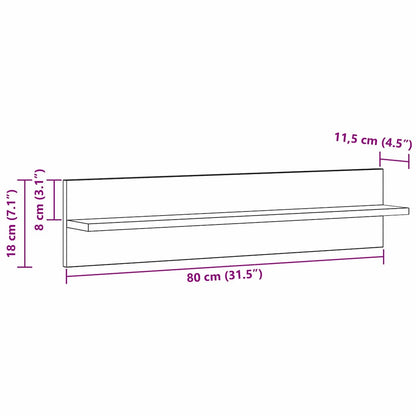 Wandregale 2 pcs Altholz 80 x 11.5 x 18 cm Holzwerkstoff